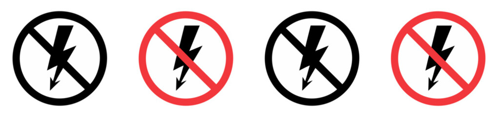 Fototapeta premium electrical hazard lightning warning flat icons