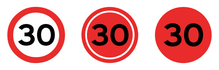 30 mph speed limit vector signs © graphixecho