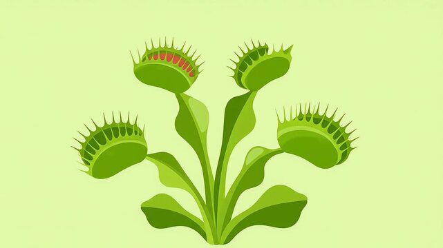 Carnivorous Venus Flytrap Plant Flat Design Illustration Minimal Nature Graphic