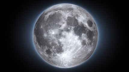 faraway. A striking close-up of the full moon, revealing intricate crater details against the dark night sky. STEM education sheets, lab safety posters, designed for biotech research communications.
