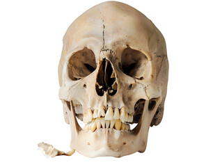 Obraz premium Human skull with detailed anatomy and teeth visible