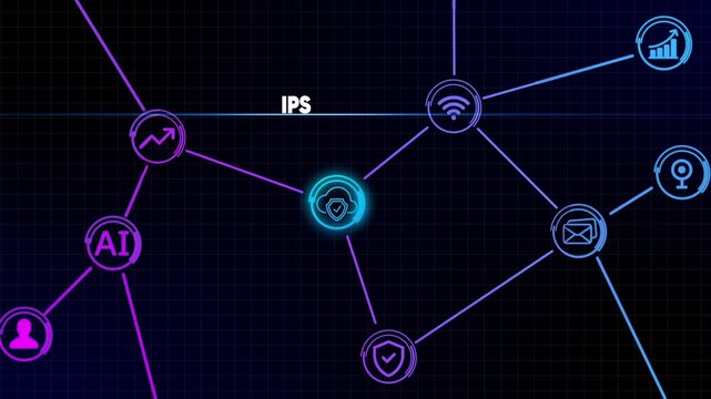 Digital Network Connections with IPS Cloud Security and Internet Icons technology