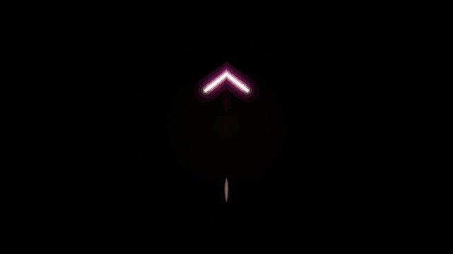 Neon Devil Cat Face with Horns and Heart Nose on Black Background.