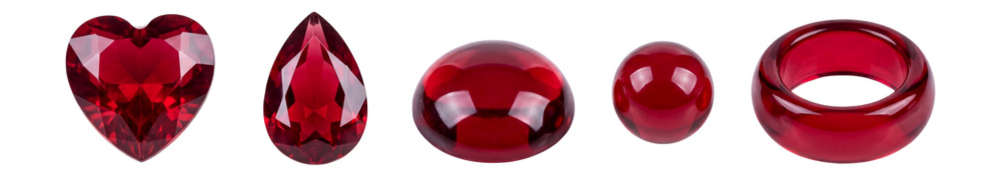 Crimson glass hearts and gems sticker set.