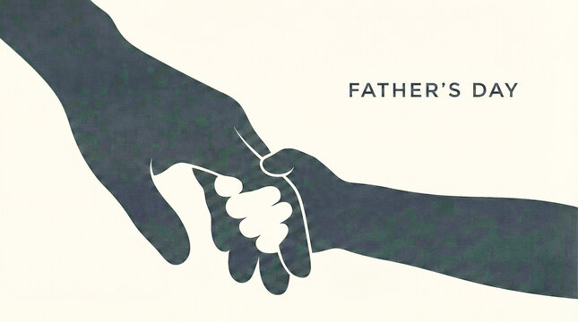 una silueta de una mano ni&ntilde;o junto a la mano del padre, concepto del d&iacute;a del padre, con espacio para texto
