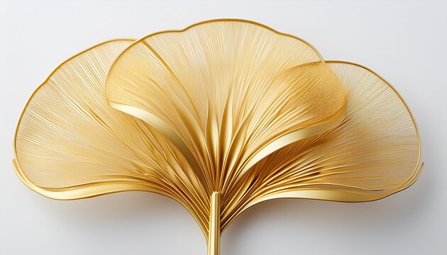 Simplified Golden Yellow Emblem Of Papyrus Plant Blossom On White Background