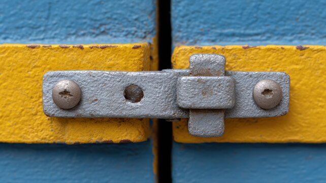 Nahaufnahme eines falsch ausgerichteten Torriegels mit sichtbarem Spalt in hellen, kontrastreichen Farben