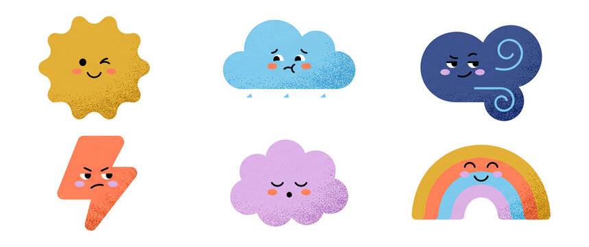 Grainy blob weather moods sticker Set.