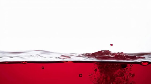 Red liquid, likely wine or juice, splashing 
