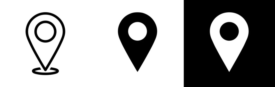 Map Pin and Location Pointer Icons in Three Visual Styles