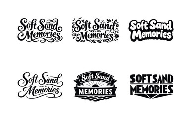 Fototapeta premium Creative Lettering Grid. Soft sand memories. Set lettering. harmonious lettering variations of the same emblematic concept, each with different artistic