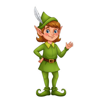 Peter pan elf character isolated on transparent background