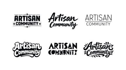 Obraz premium Artisan community typography. Set lettering. harmonious lettering variations of the same emblematic concept, each with different artistic