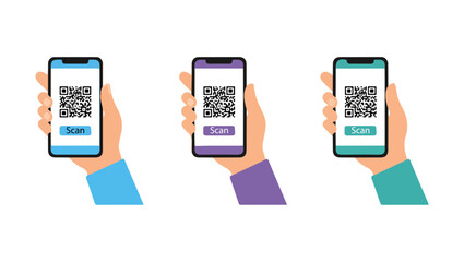 QR Code Scanning Vector Illustration with Smartphones on png Background, QR code vector, scanning illustration, smartphone vector, mobile scanning, digital infographic, flat vector, clean lines, 