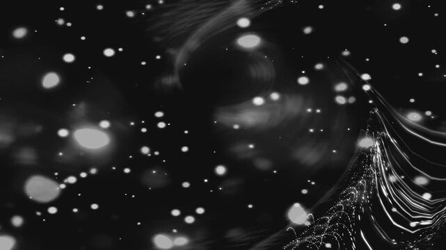 Animated Abstract White and Black Overlay With Floating Elements on a Dark Background
