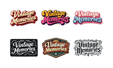 Obraz premium Vintage Lettering Variations. Vintage Memories. Set lettering. harmonious lettering variations of the same emblematic concept, each with different artistic