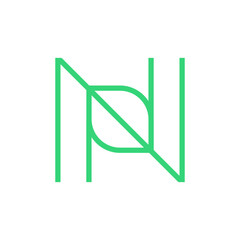 Letter N leaf line minimalist logo design