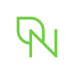 N leaf simple minimal logo design