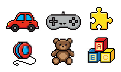 8bit Toy and Game Icons Set