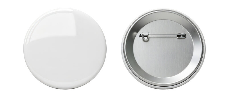 A blank pin badge with a silver back for mockup and branding  on transparent background