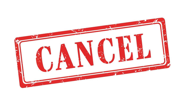 Red cancel stamp on for marking cancellation or rejection