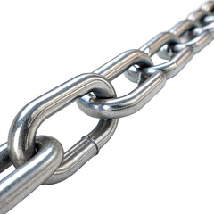 Obraz premium Strong silver metal chain links, isolated on transparent background