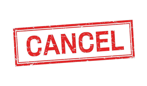 Red cancel stamp on with bold lettering and rectangular border