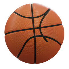 Fototapeta premium Orange basketball with black lines on surface sports game isolated on a transparent background