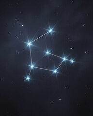 Celestial Big Dipper Constellation Star Map in Night Sky Background for Educational Science Astronomy and Navigation Concept Illustration