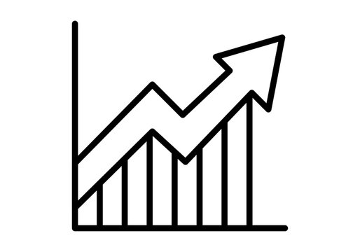 Gr&aacute;fica de barras con flecha ascendente que representa crecimiento y &eacute;xito financiero