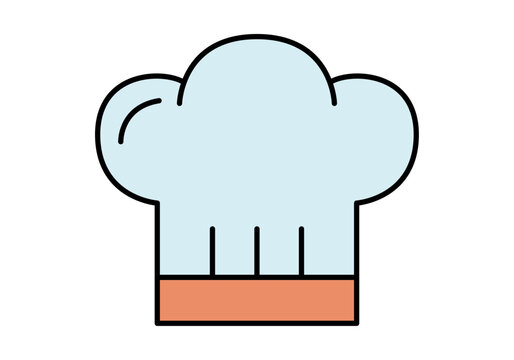 Gorro de cocinero profesional con banda naranja en estilo de l&iacute;nea minimalista 