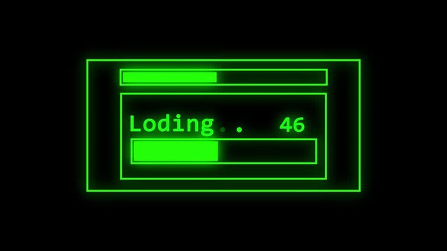 Neon loding Interface Animation with Glowing Progress Bar and Futuristic HUD Design.4k animation motion vedio