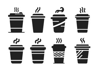 Vector Pack of Drink Cup Silhouettes Modern Simple Drink Illustration Set