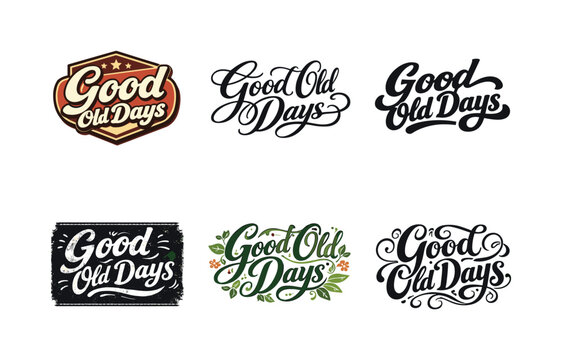 Good Old Days. Set lettering. harmonious lettering variations of the same emblematic concept, each with different artistic interpretation