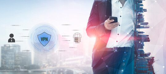 Fototapeta premium VPN security protects network access. VPN security encrypts data, hides identity, VPN security defends traffic, and VPN security secures connection from threats. Vouch