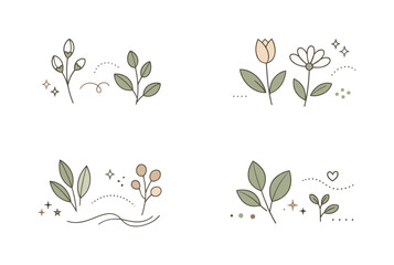 Fototapeta premium Neutral spring textures. Clean abstract overlays using spring forms like buds and leaves in soft neutral tones with a quiet tactile grain.