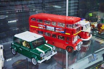 Naklejka premium Moscow, Russia. - June 23, 2025: Lego construction kit, old models. Collection of the famous toy series