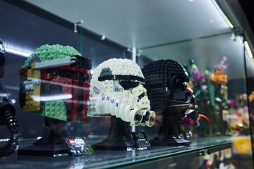 Naklejka premium Moscow, Russia. - June 23, 2025: Lego construction kit, old models. Collection of the famous toy series