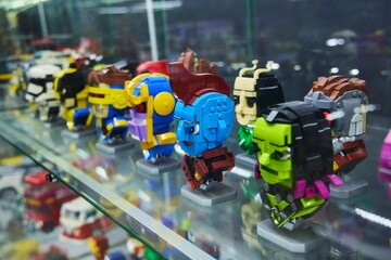 Naklejka premium Moscow, Russia. - June 23, 2025: Lego construction kit, old models. Collection of the famous toy series