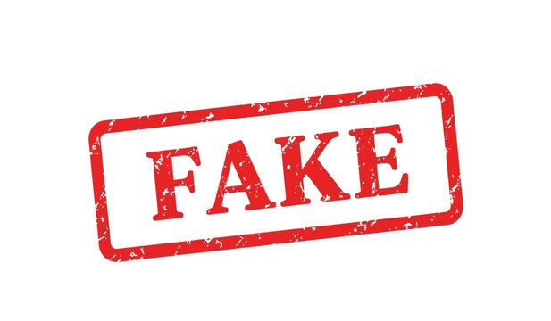 A red fake stamp on a with a grungy texture