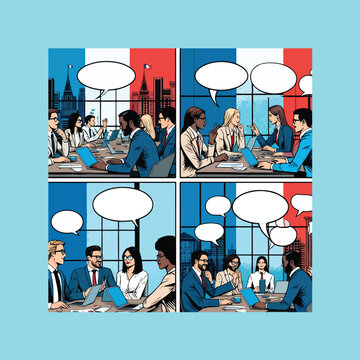 flat comic style vector illustration international francophonie france