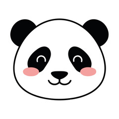 Fototapeta premium A cute panda face with blush cheeks, looking happy and friendly.