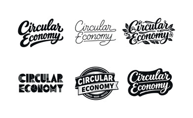 Obraz premium circular economy quote. Set lettering. harmonious lettering variations of the same emblematic concept, each with different artistic