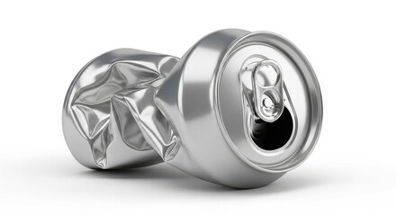 Discarded crushed aluminum drink can representing waste management