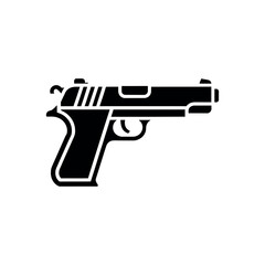 Fototapeta premium Black and white line of a handgun with a detailed grip and barrel pistol line outline
