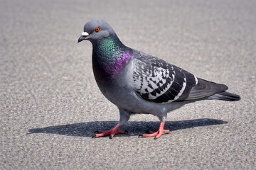 都市の路上に立つハトが身近な野生動物との共存と日常風景を象徴する一瞬