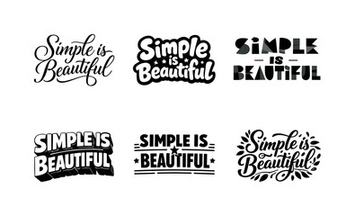 Obraz premium Harmonious Lettering Variations. Simple is beautiful. Set lettering. harmonious lettering variations of the same emblematic concept, each with different