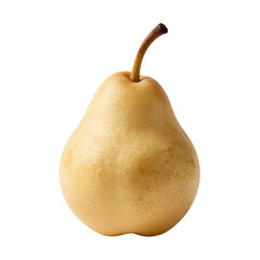A single ripe pear isolated against a solid black background