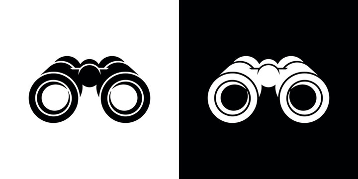 Black and white binoculars on contrasting backgrounds observation 1