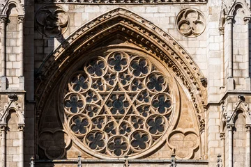 Burgos Cathedral rose window gothic architecture detail view © jjfarq